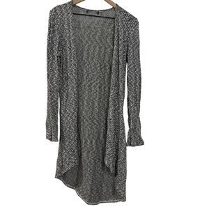 Black & White Knit Button Front Duster Cardigan Long Length
